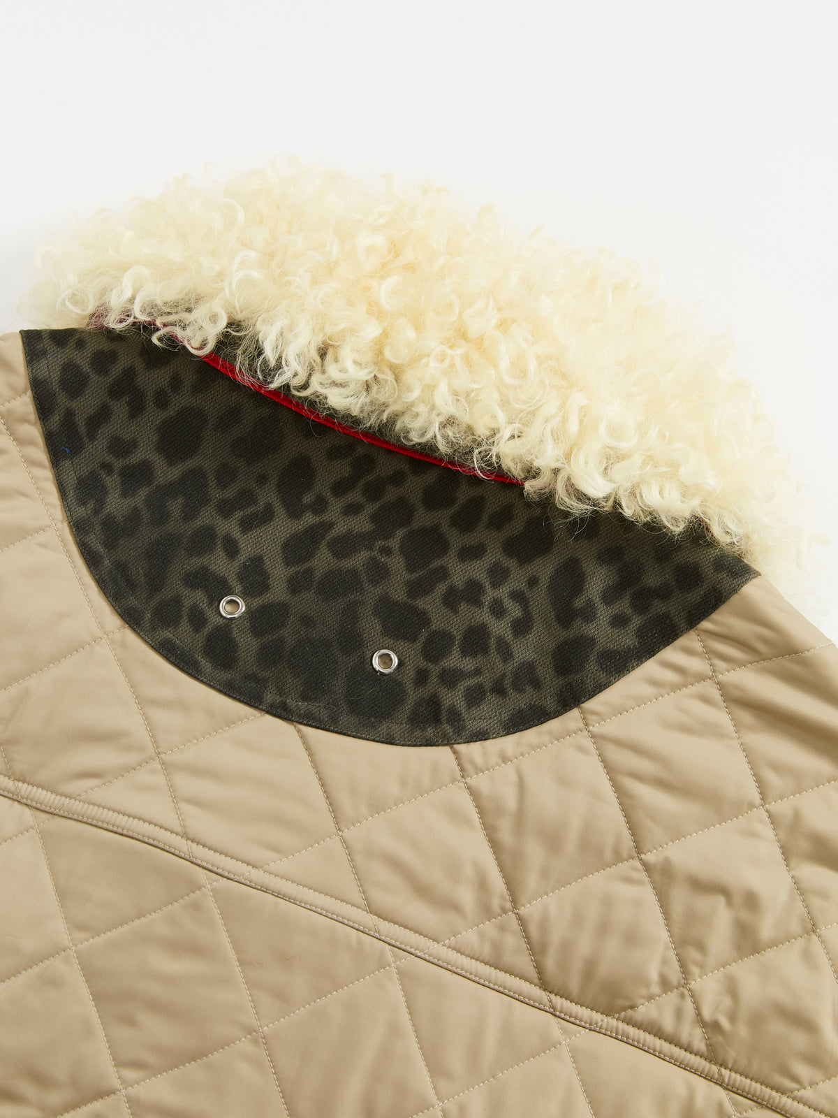 Patchwork Fur Collar Quilted Coat