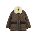 Patchwork Fur Collar Quilted Coat