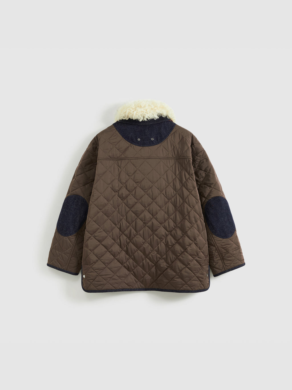 Patchwork Fur Collar Quilted Coat