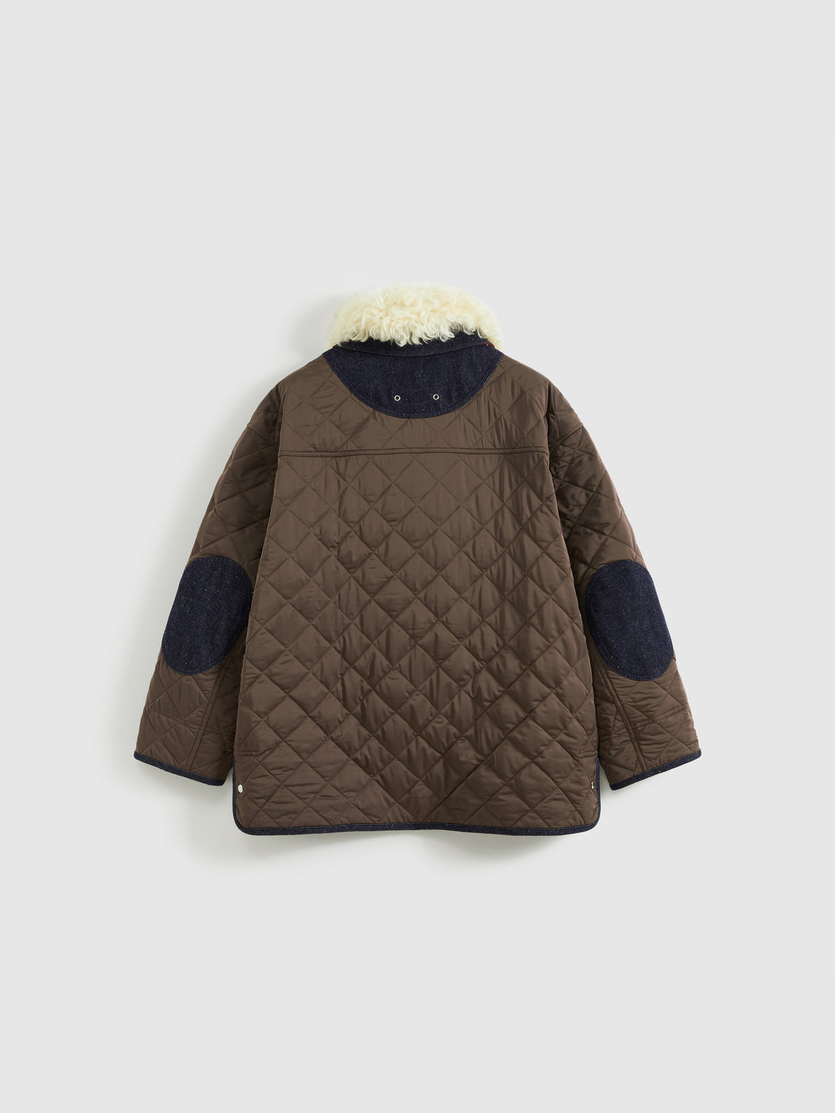 Patchwork Fur Collar Quilted Coat
