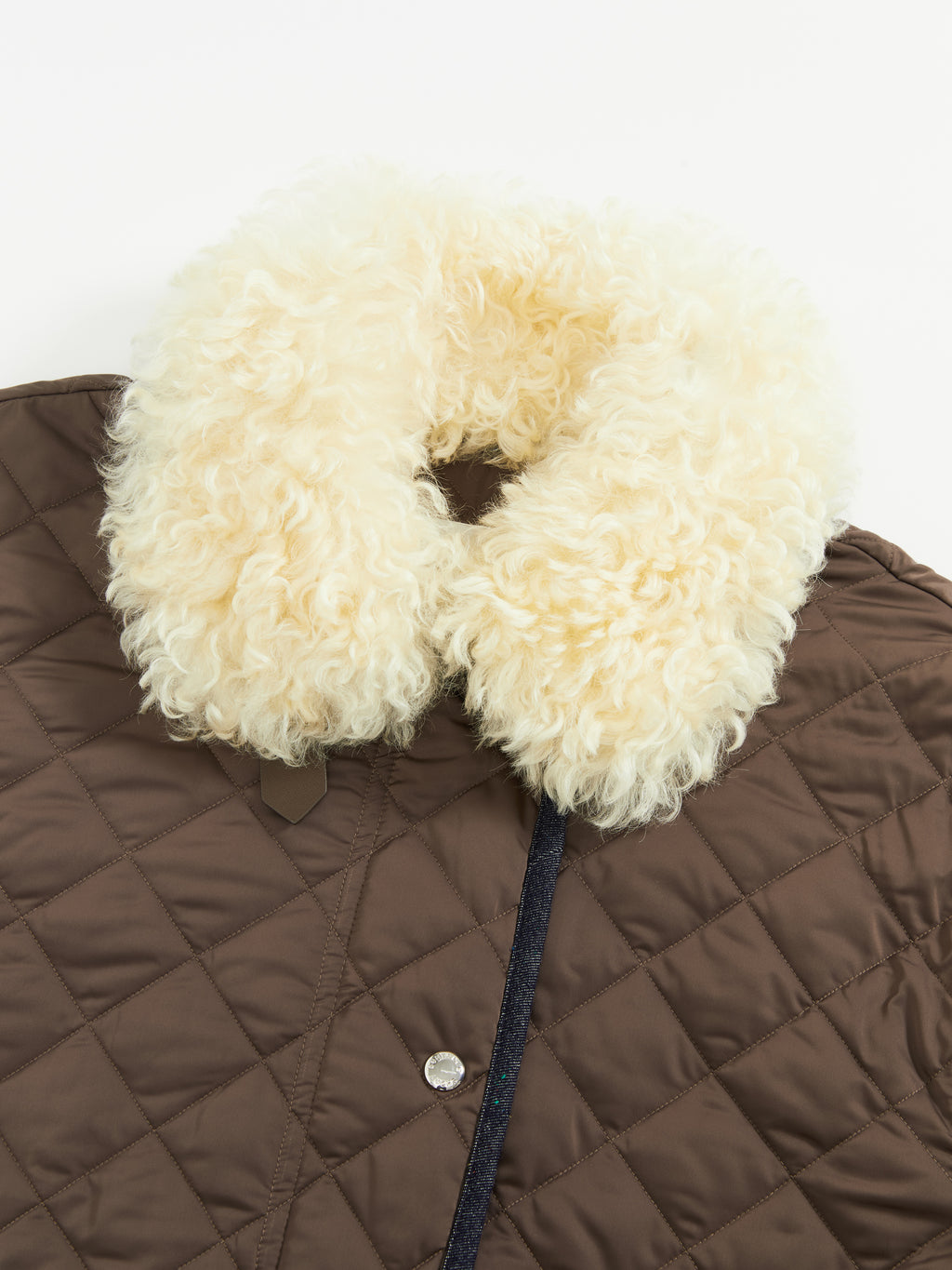 Patchwork Fur Collar Quilted Coat