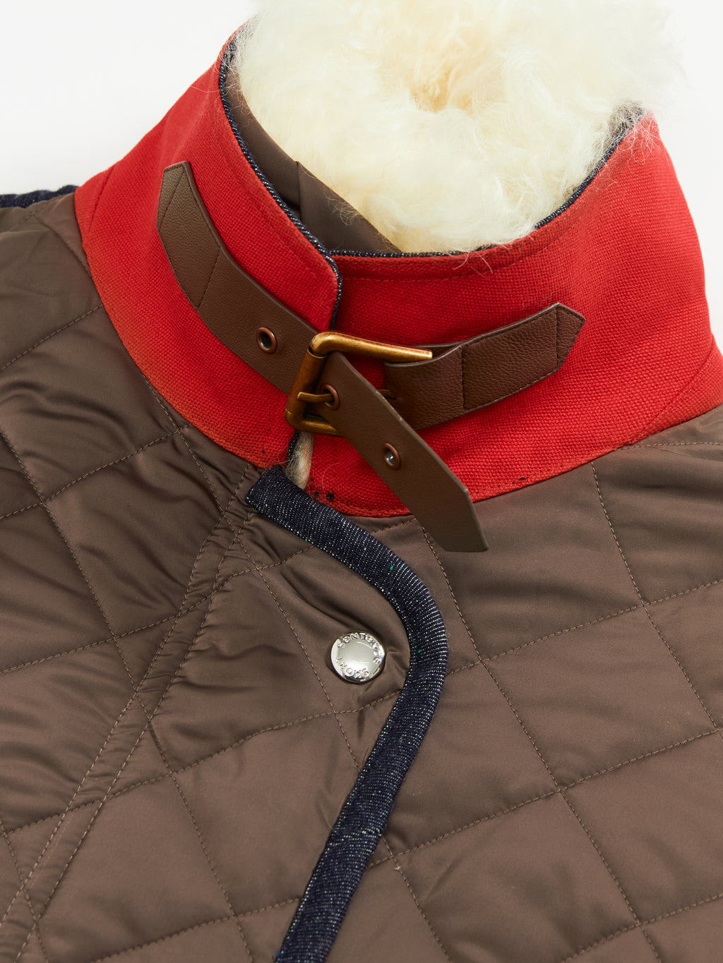Patchwork Fur Collar Quilted Coat