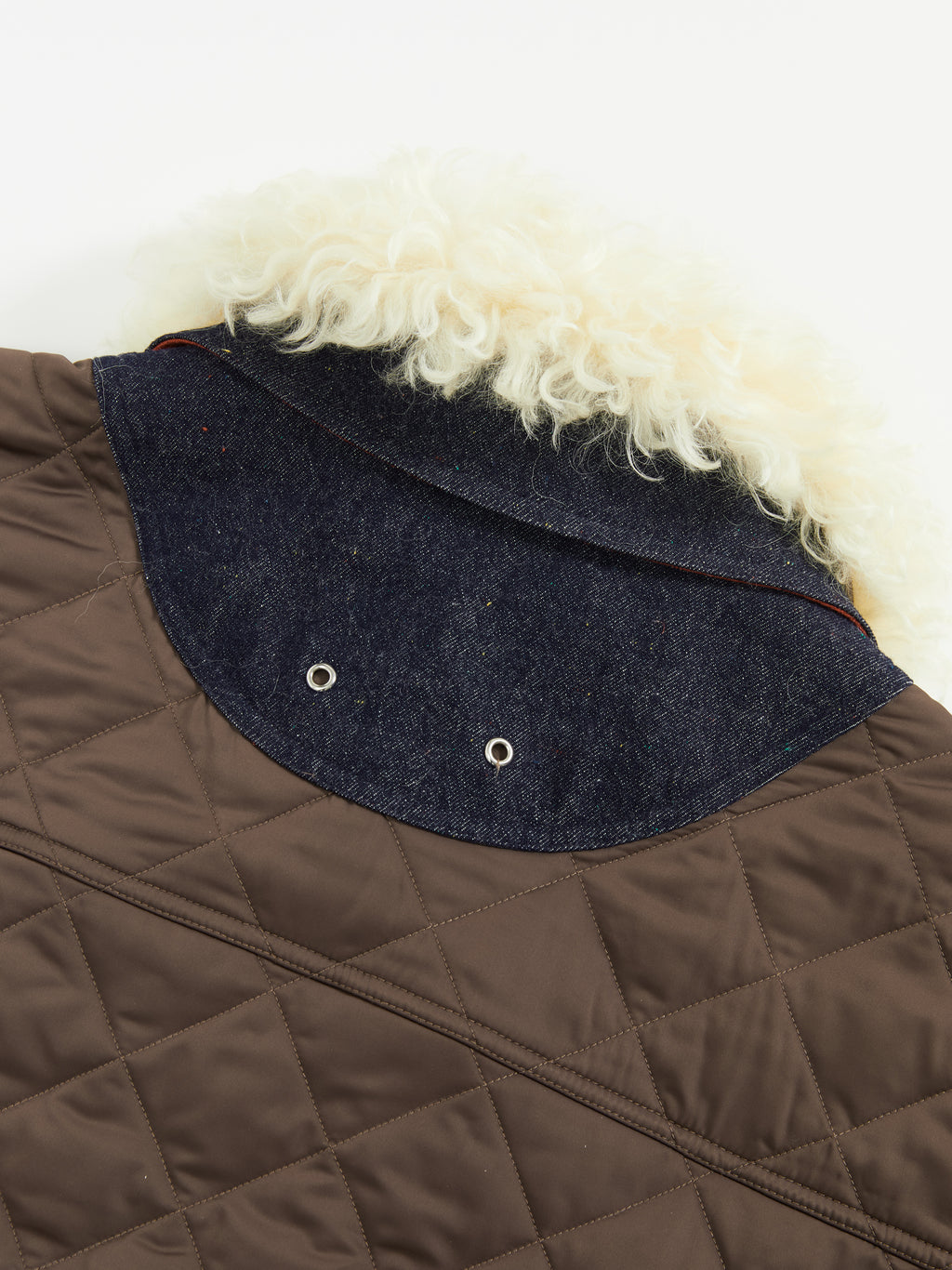 Patchwork Fur Collar Quilted Coat