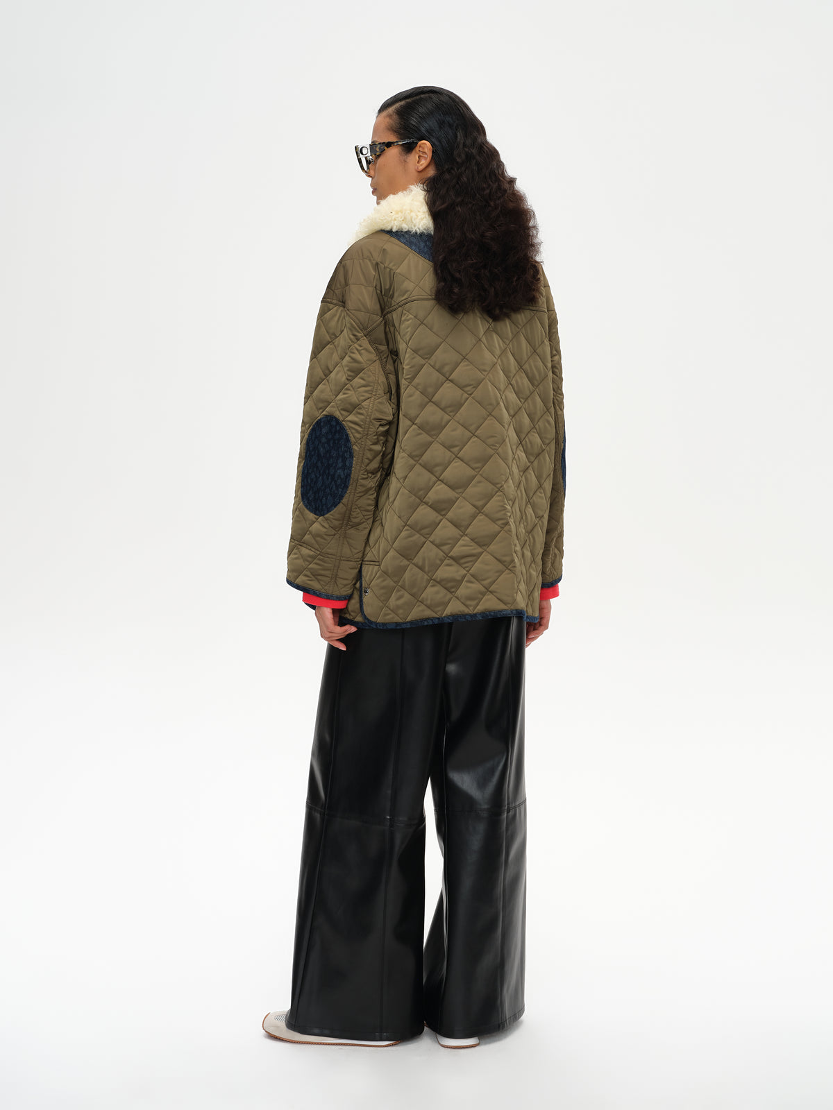 Patchwork Fur Collar Quilted Coat