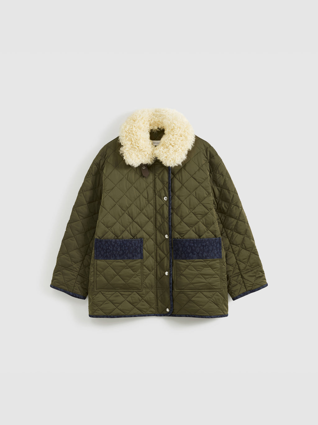 Patchwork Fur Collar Quilted Coat
