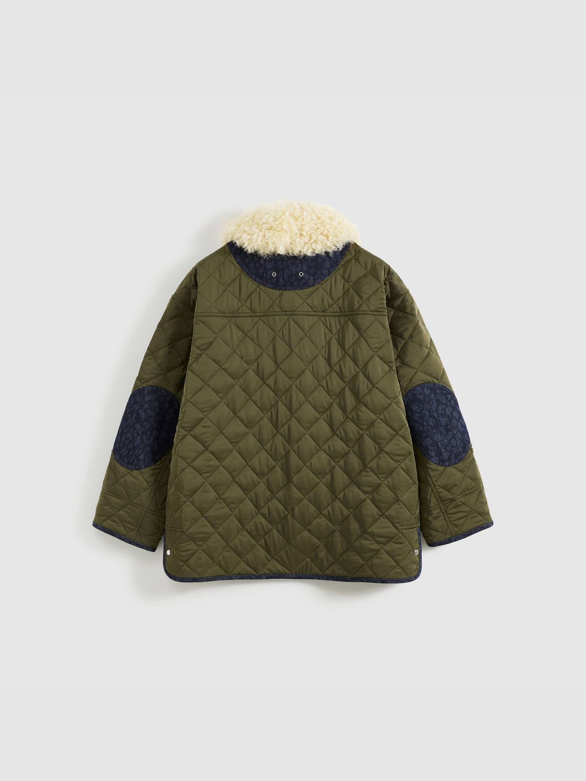 Patchwork Fur Collar Quilted Coat