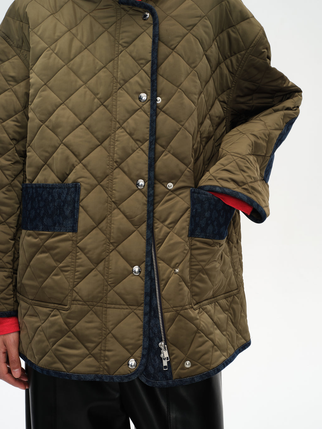 Patchwork Fur Collar Quilted Coat