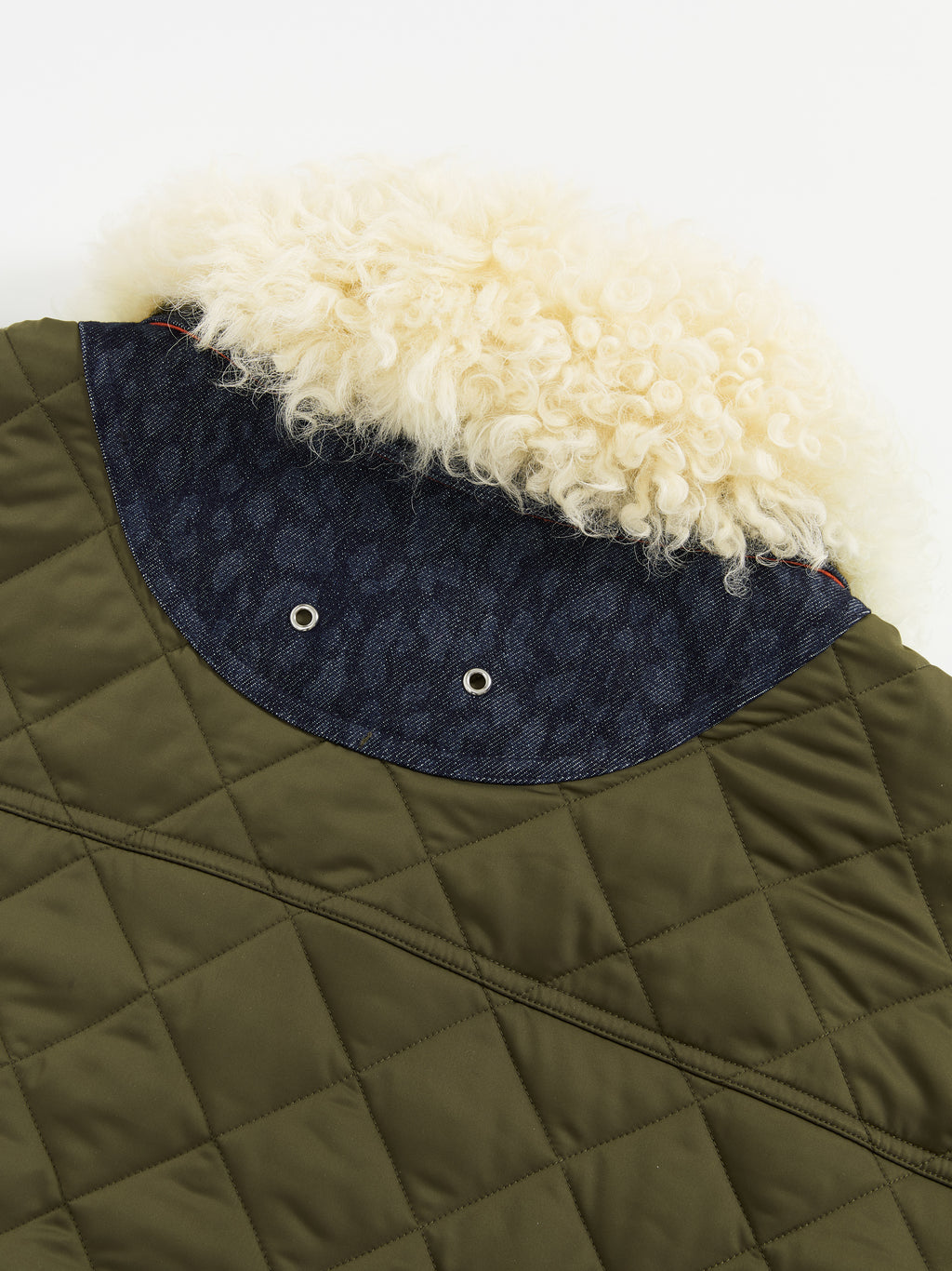 Patchwork Fur Collar Quilted Coat