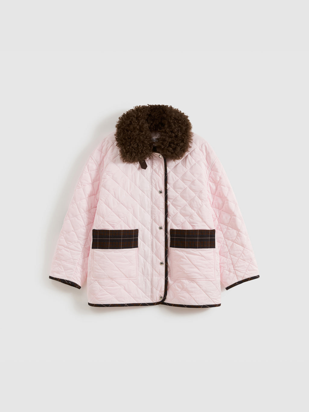 Patchwork Fur Collar Quilted Coat