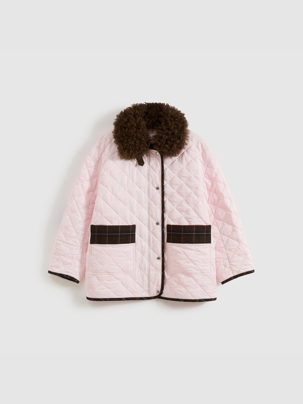 Patchwork Fur Collar Quilted Coat
