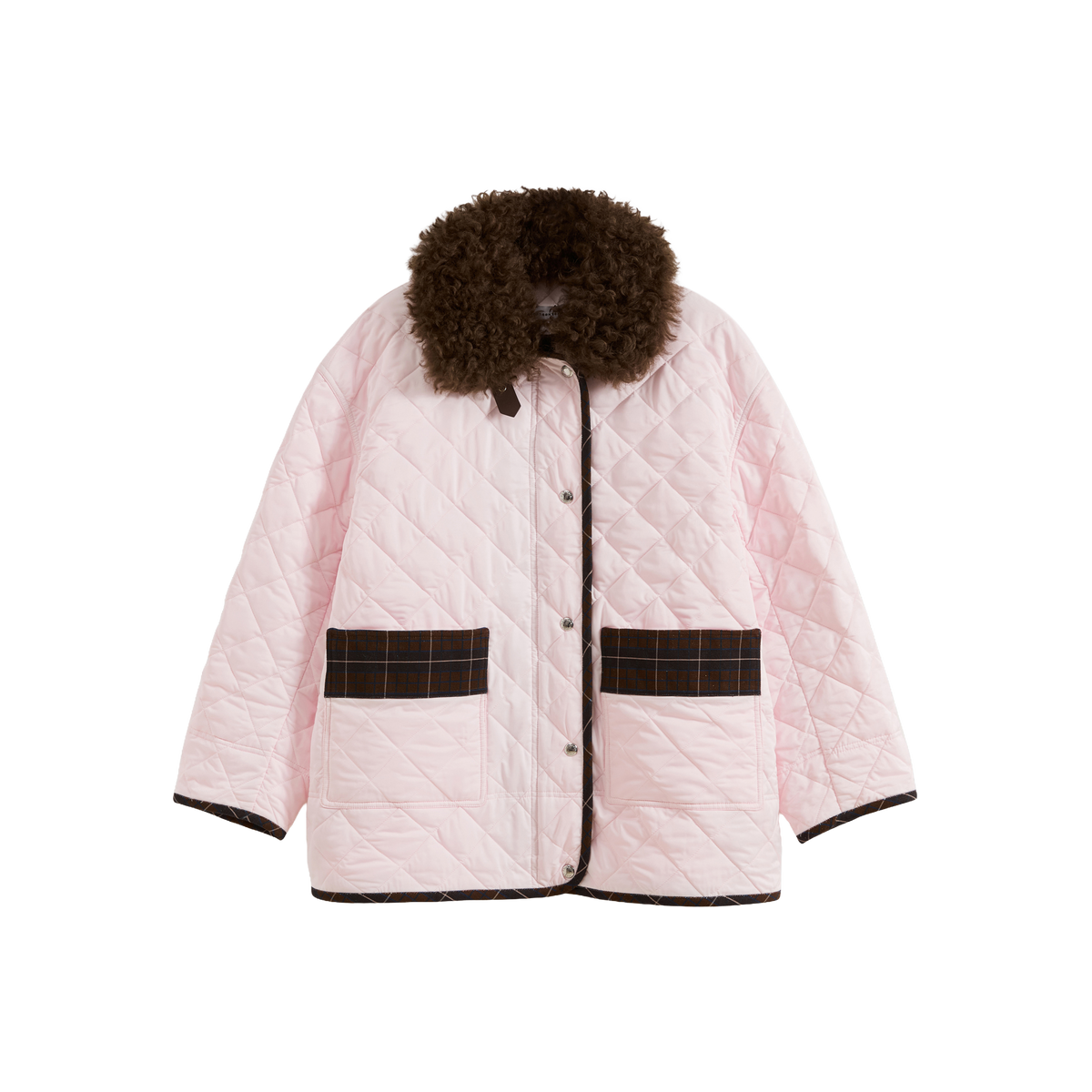Patchwork Fur Collar Quilted Coat