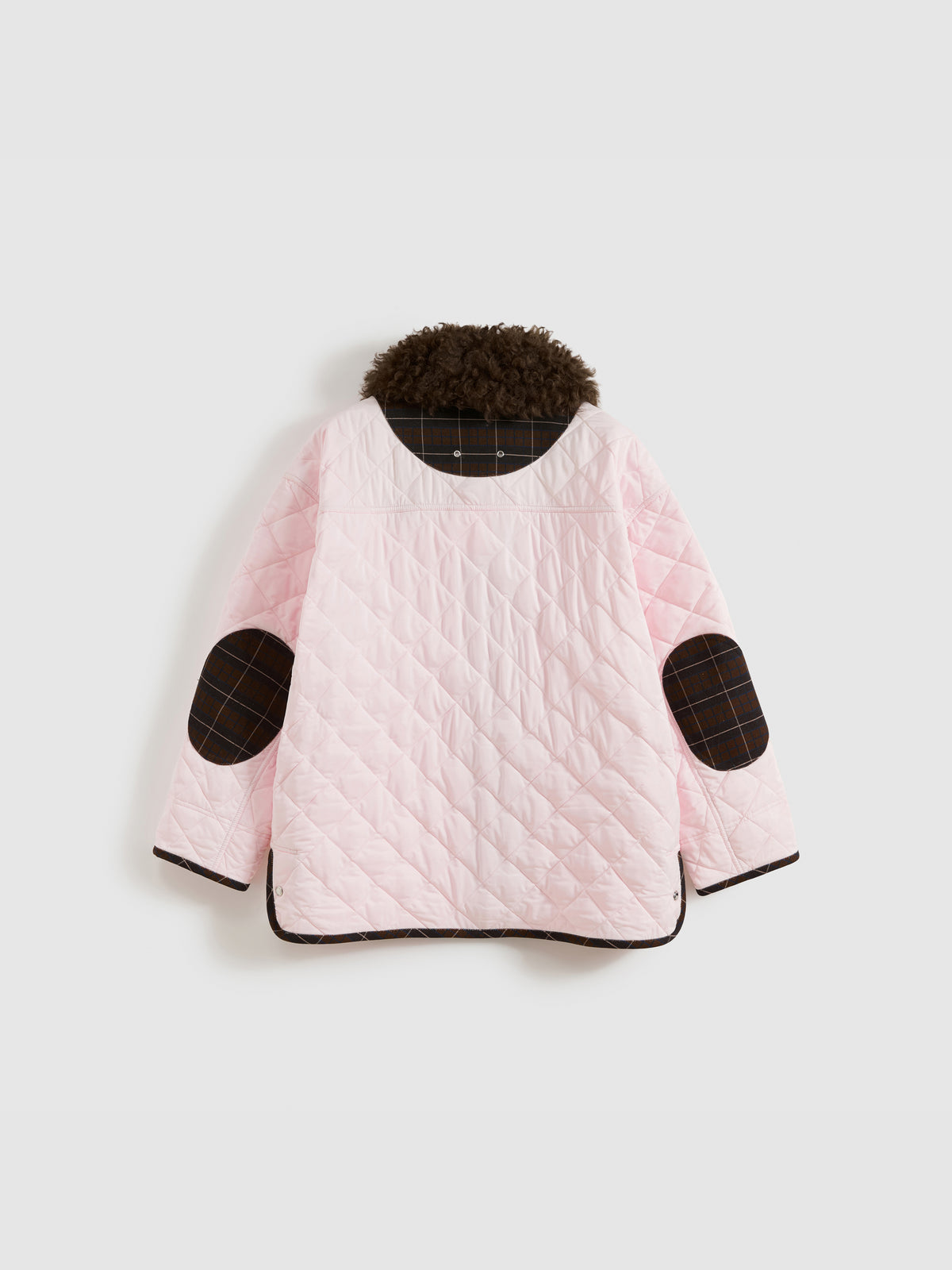 Patchwork Fur Collar Quilted Coat