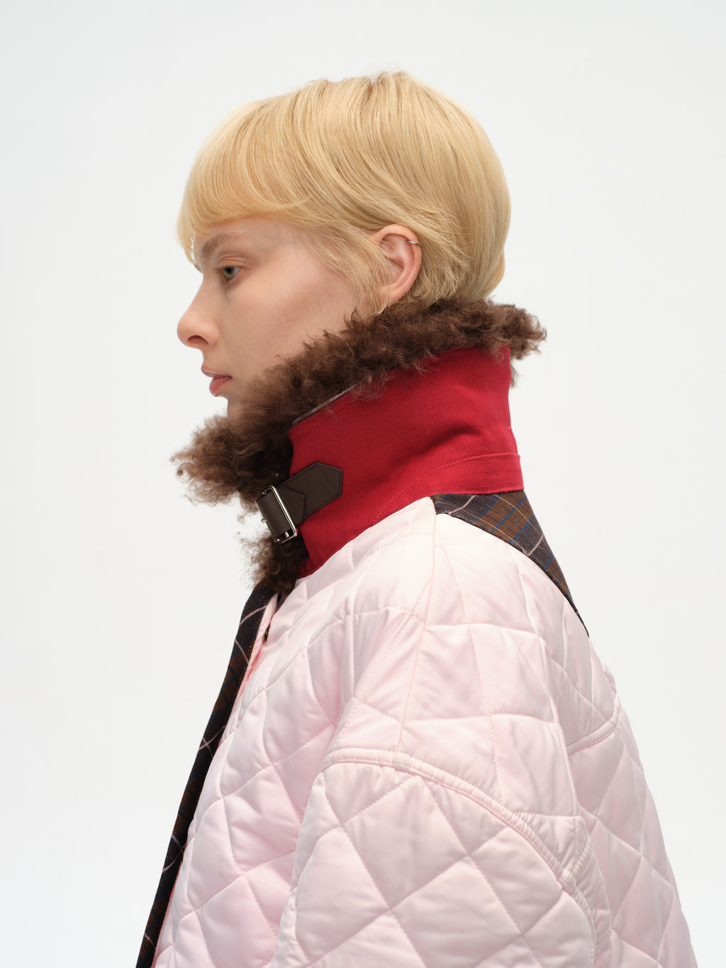 Patchwork Fur Collar Quilted Coat