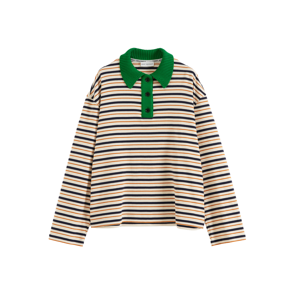 Contrast Collar Long Sleeve Polo