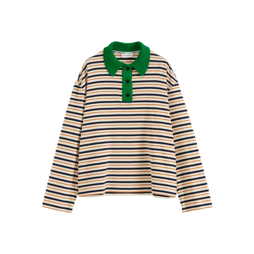 Contrast Collar Long Sleeve Polo