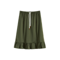 Ruffled tie-up glossy midi skirt