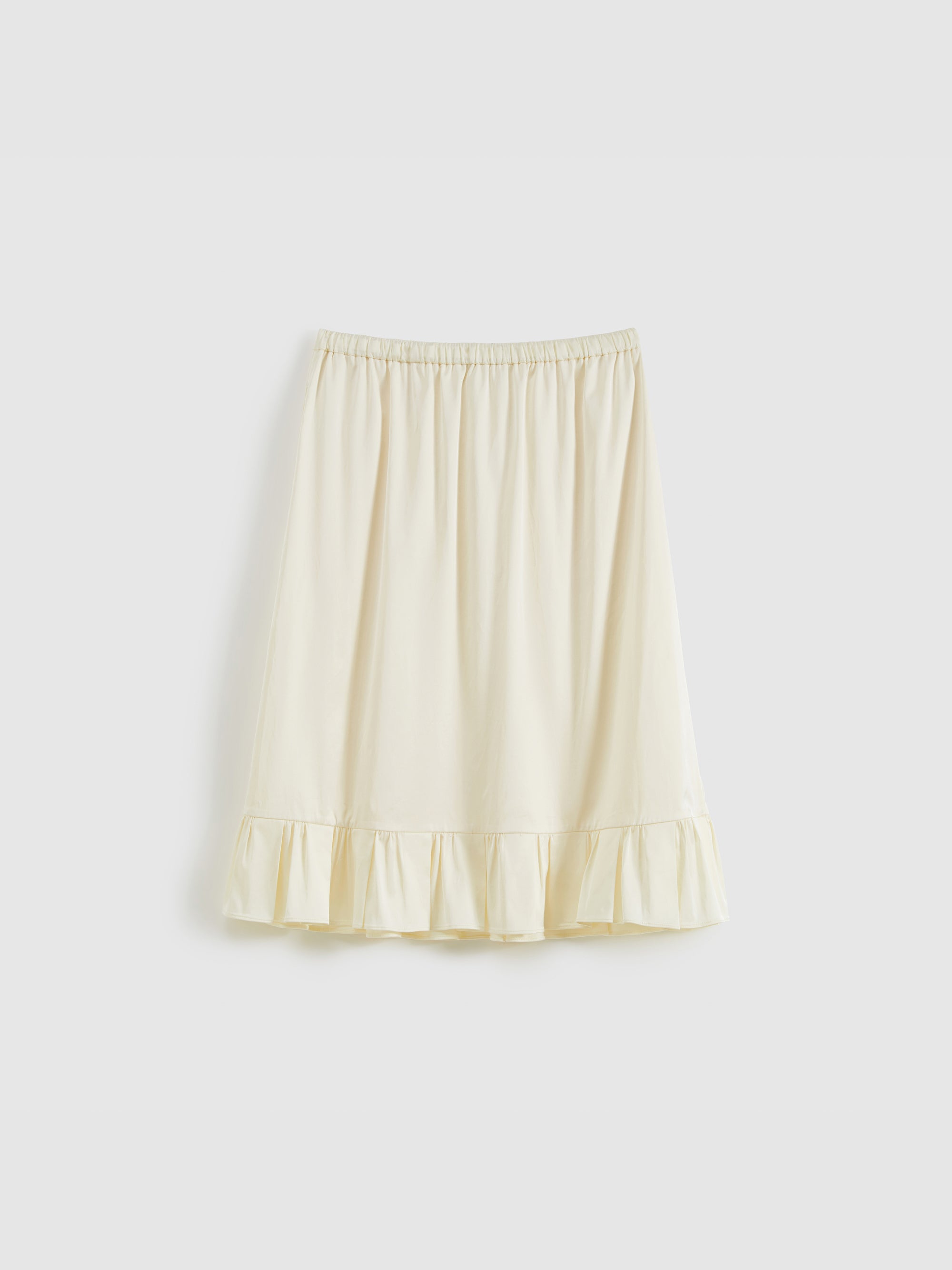 Ruffled tie-up glossy midi skirt