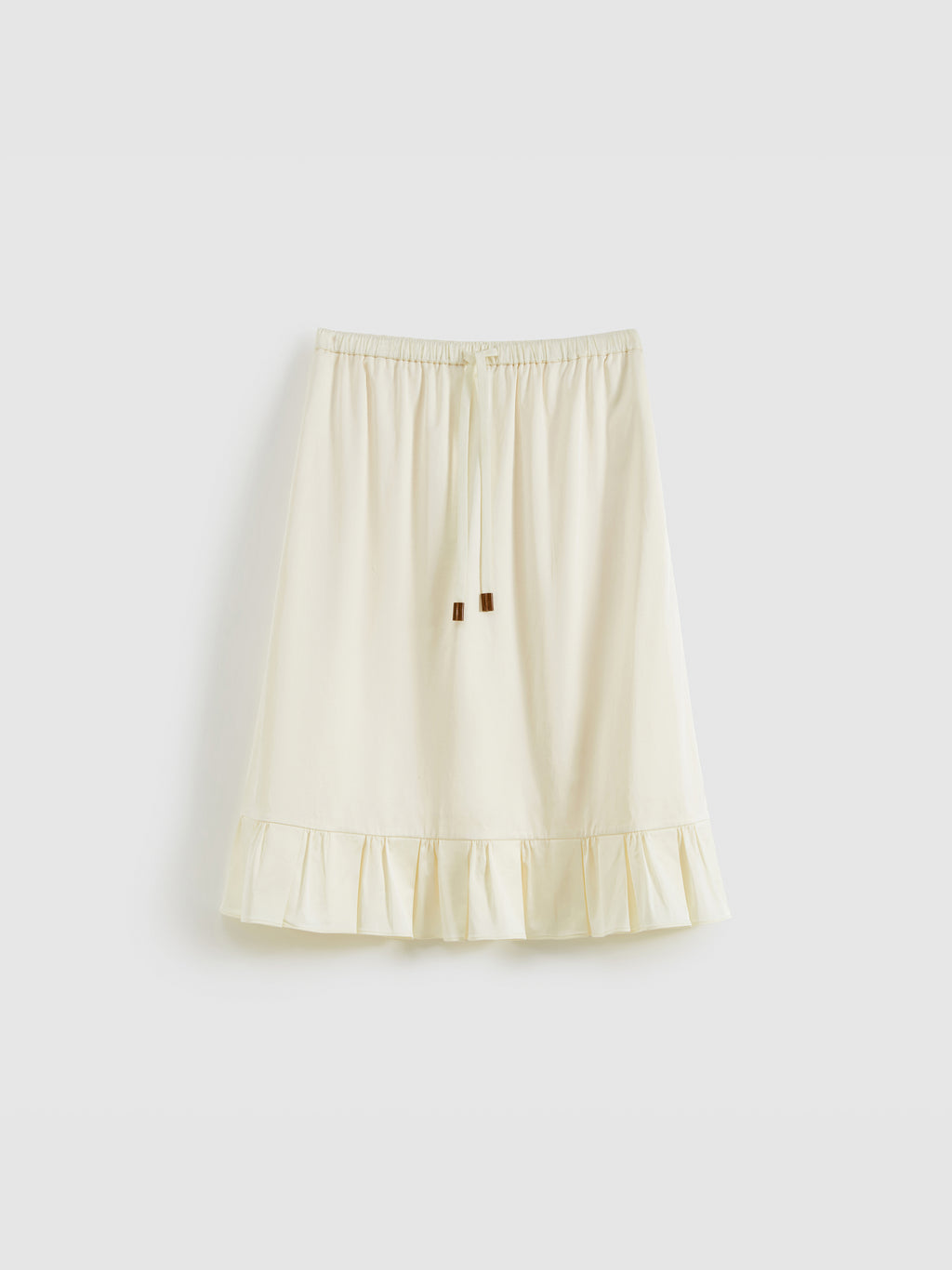 Ruffled tie-up glossy midi skirt