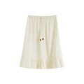 Ruffled tie-up glossy midi skirt