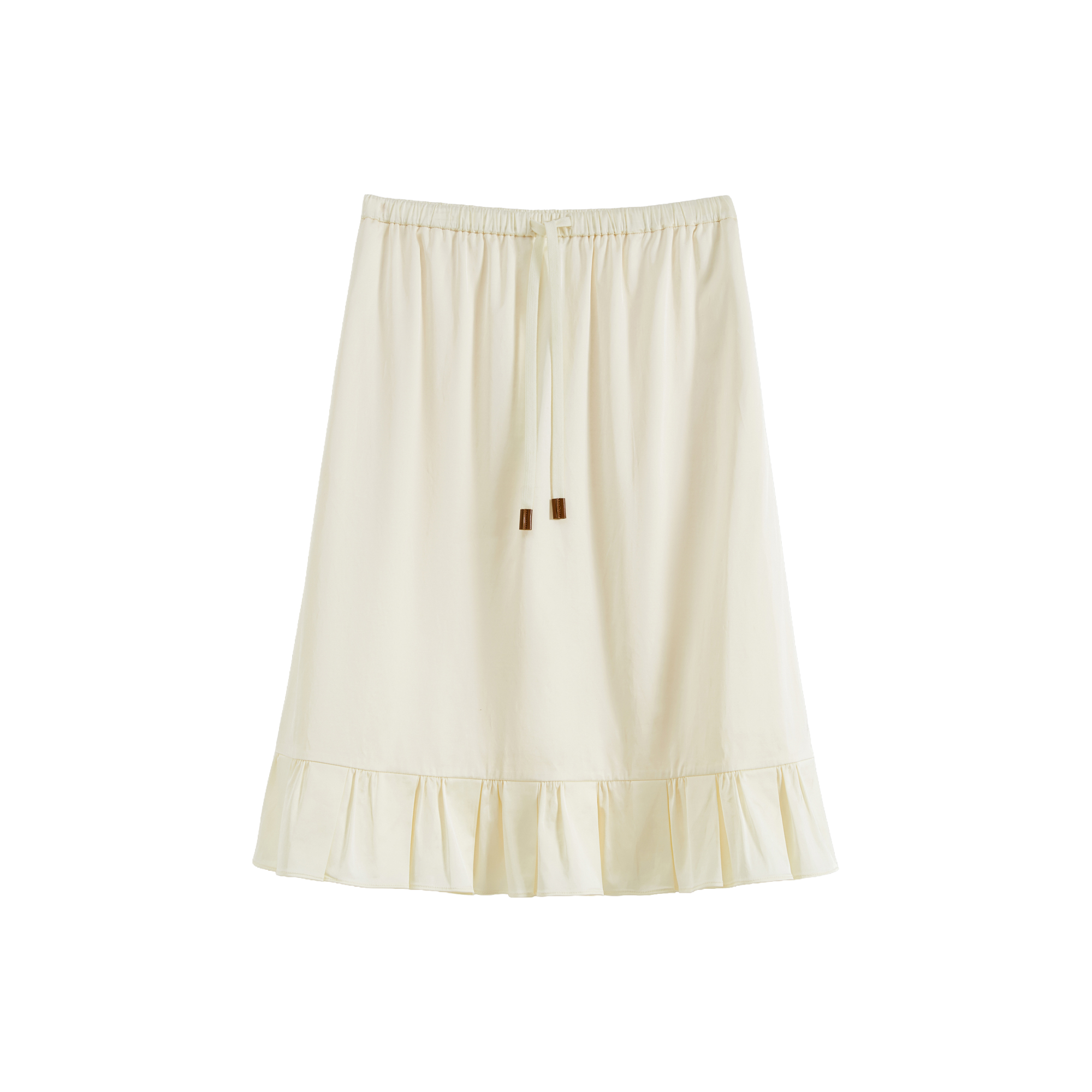 Ruffled tie-up glossy midi skirt