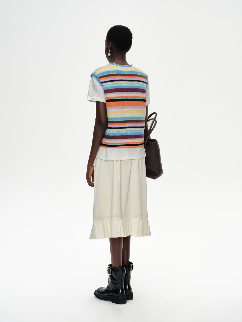 Ruffled tie-up glossy midi skirt