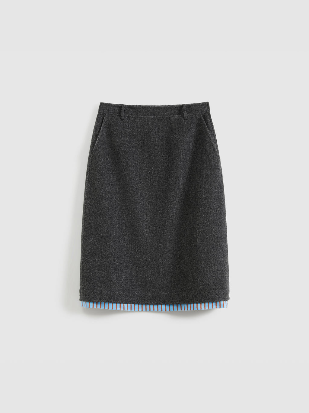 Paneled Wool-Blend Straight Skirt