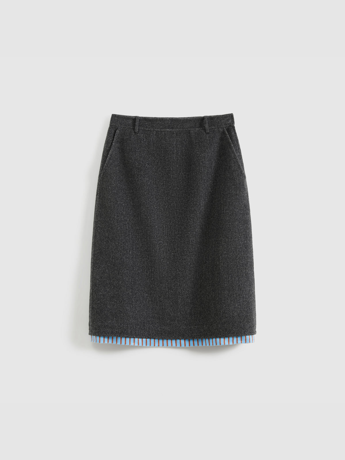 Paneled Wool-Blend Straight Skirt