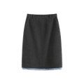 Paneled Wool-Blend Straight Skirt