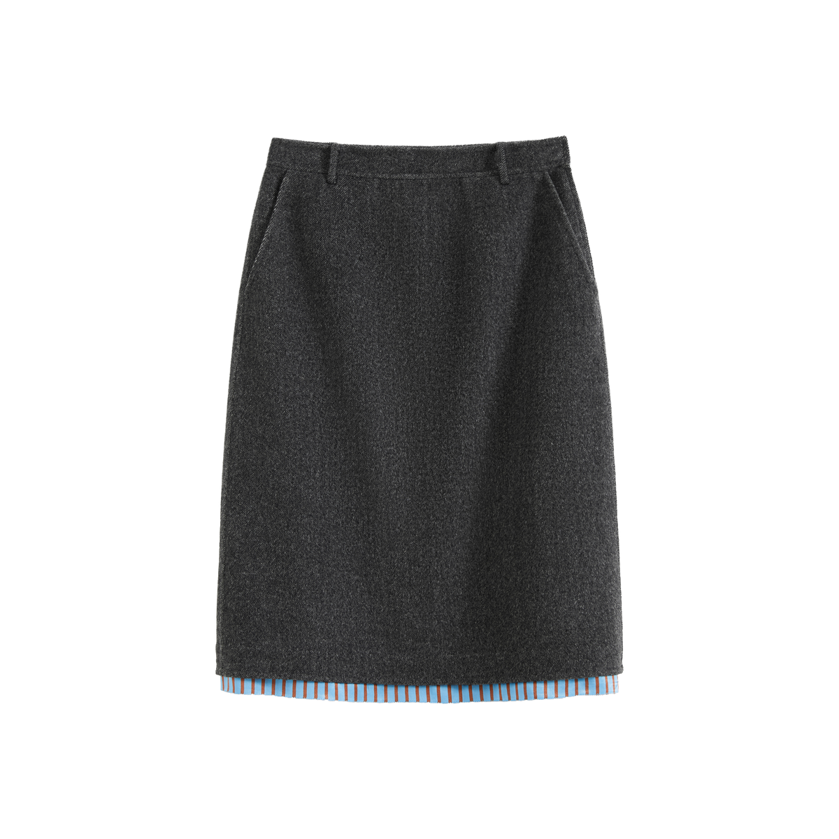 Paneled Wool-Blend Straight Skirt