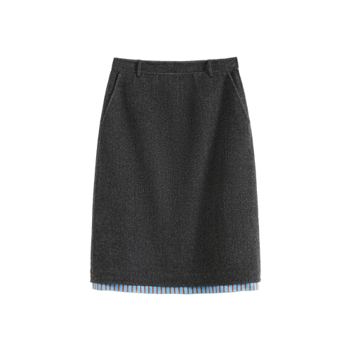 Paneled Wool-Blend Straight Skirt