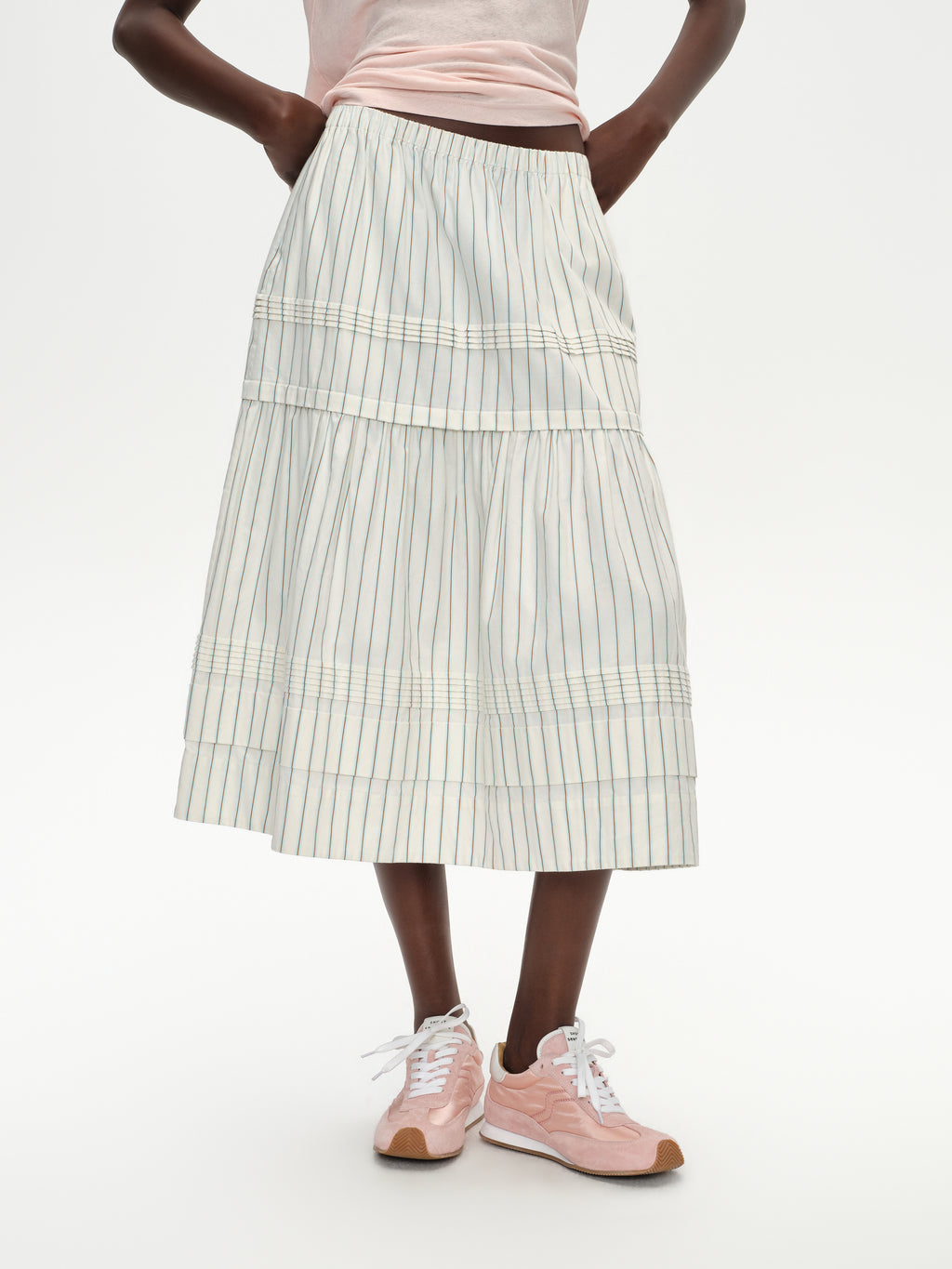 Pleated striped skirt