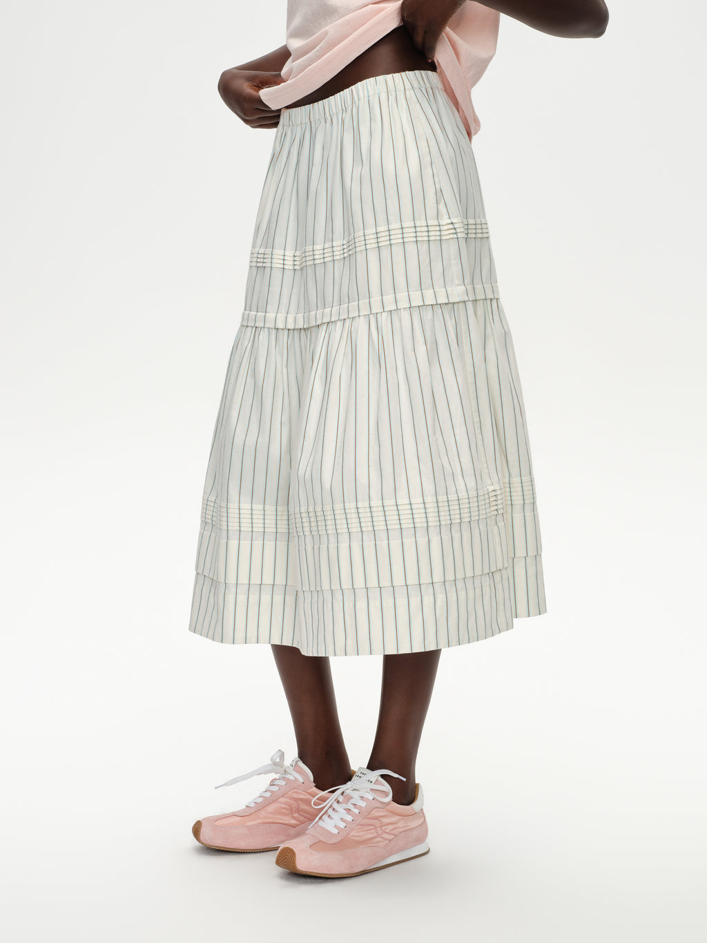 Pleated striped skirt