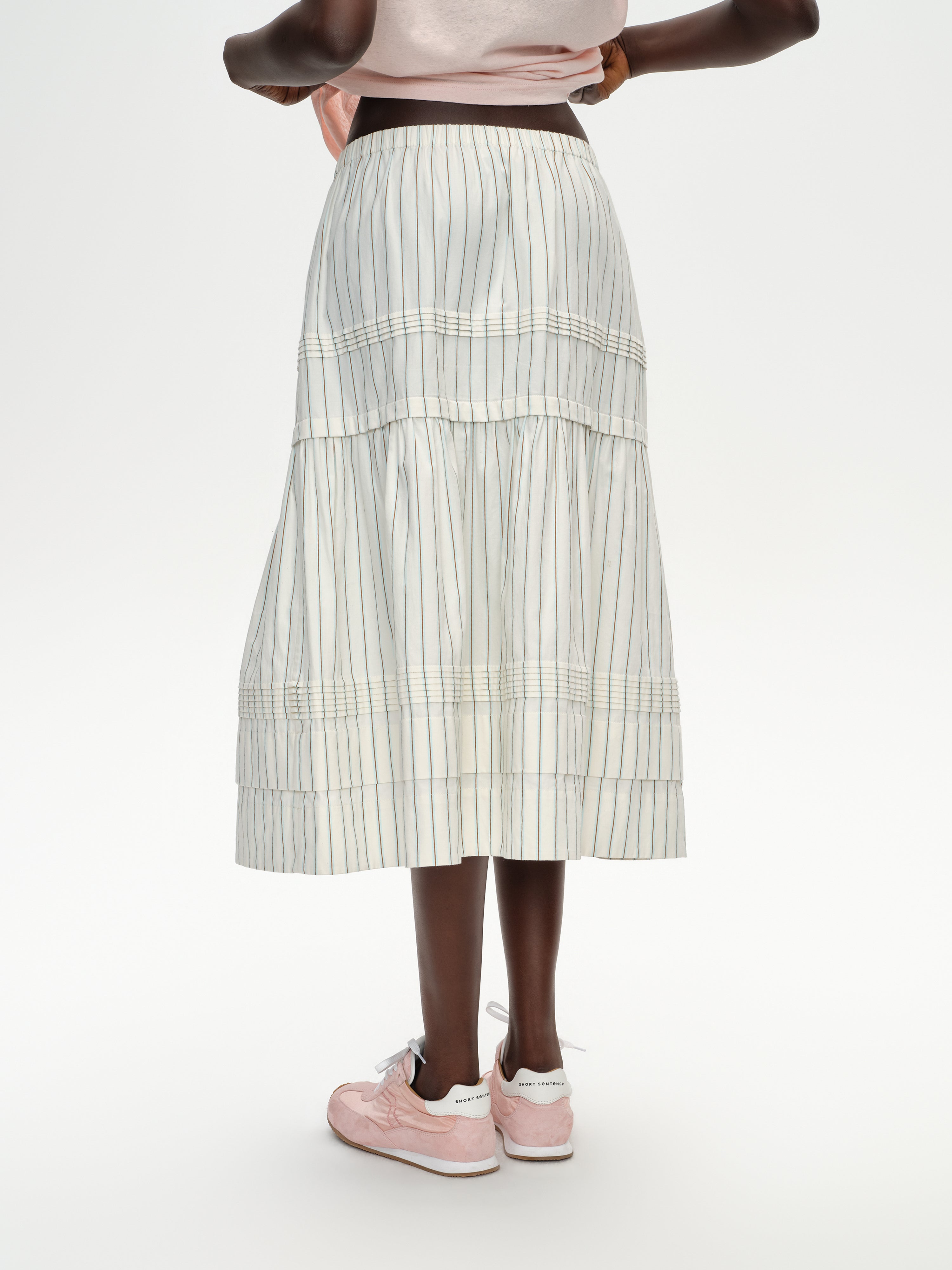 Pleated striped skirt