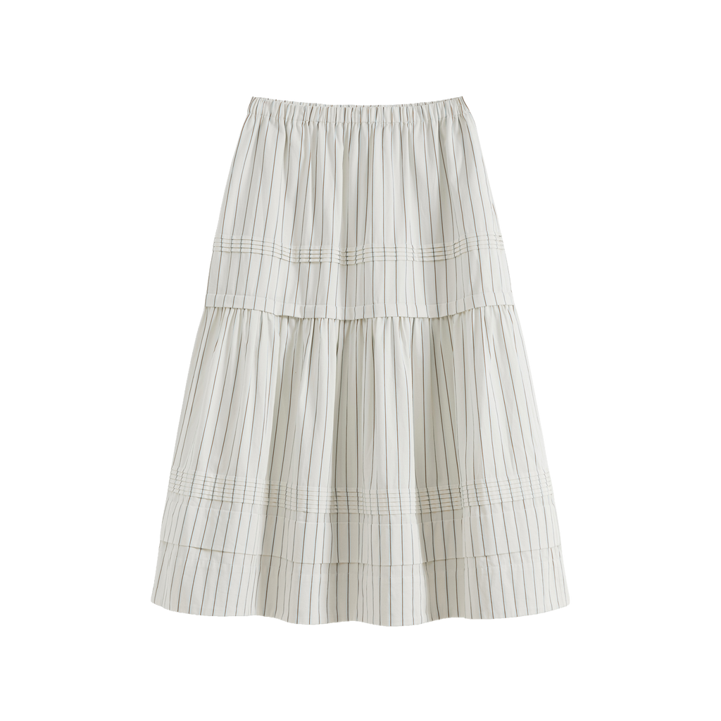 Pleated striped skirt