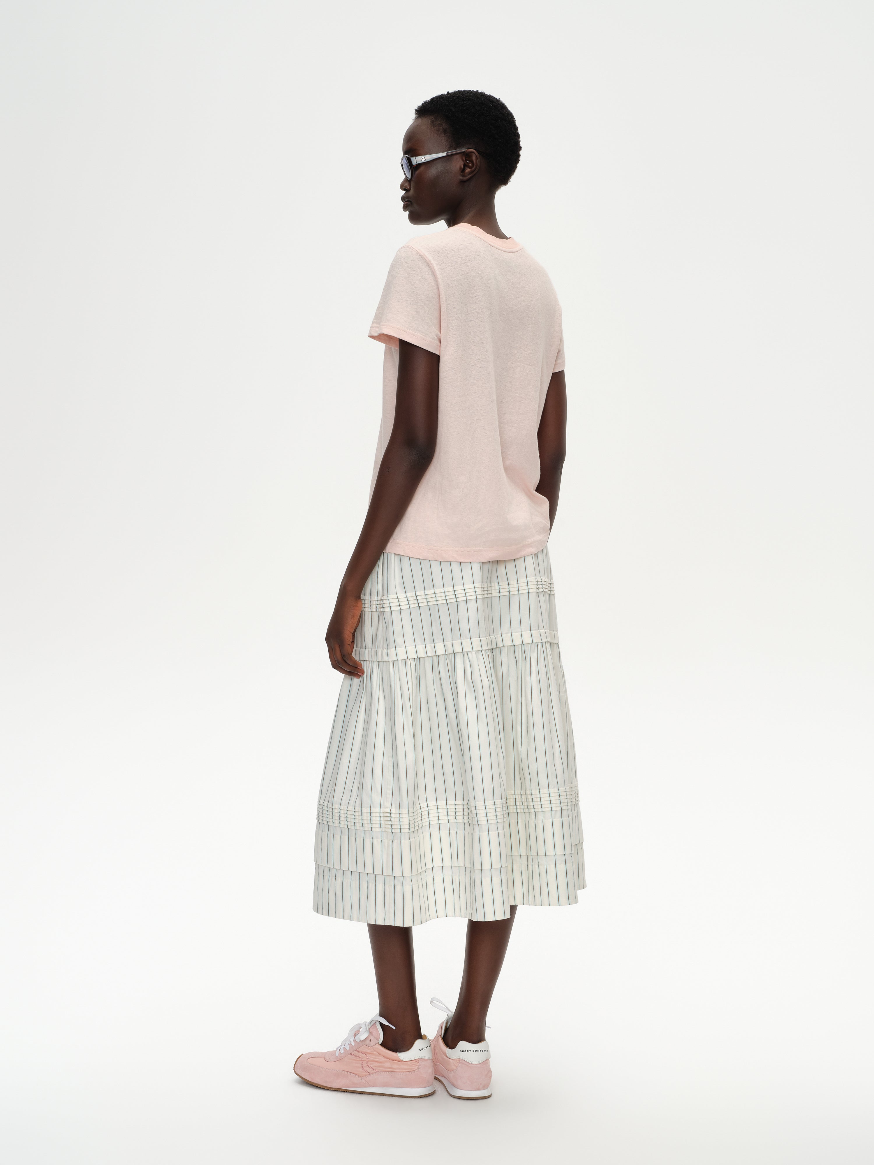 Pleated striped skirt