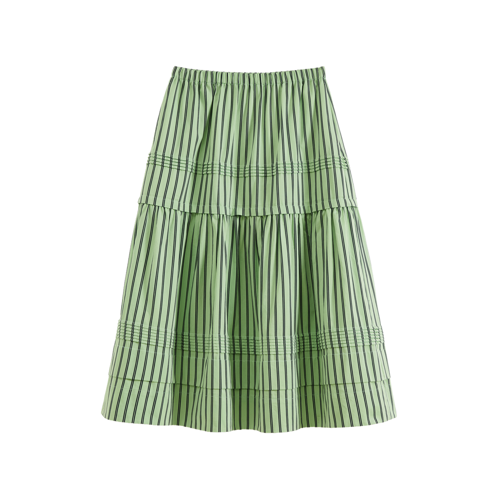 Pleated striped skirt