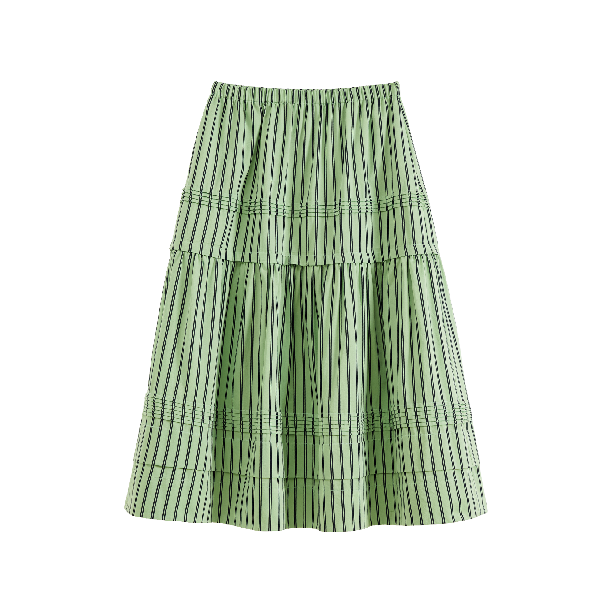 Pleated striped skirt