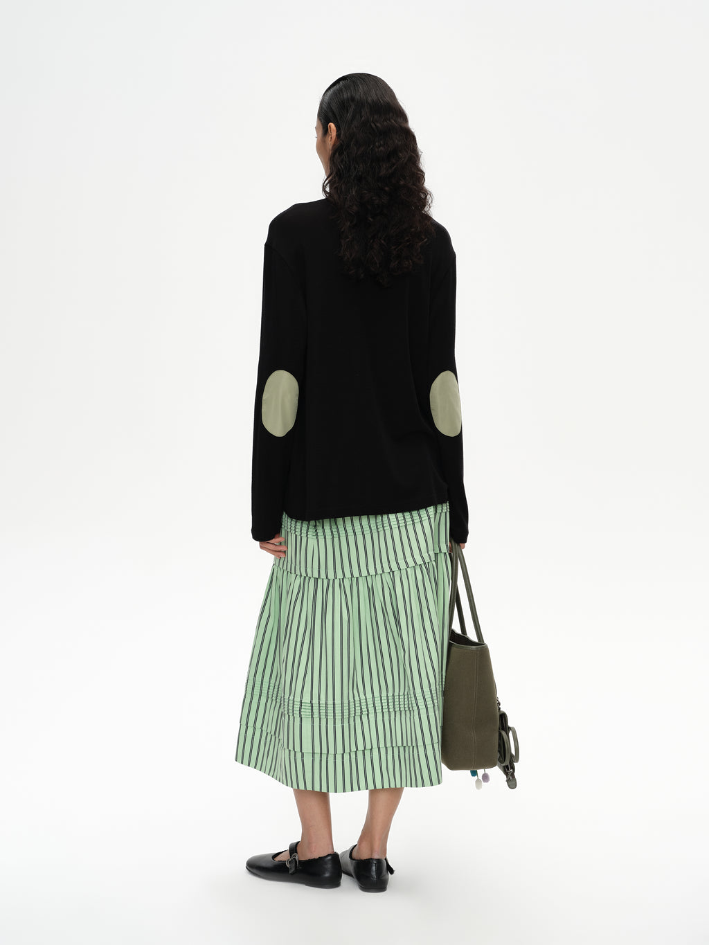 Pleated striped skirt