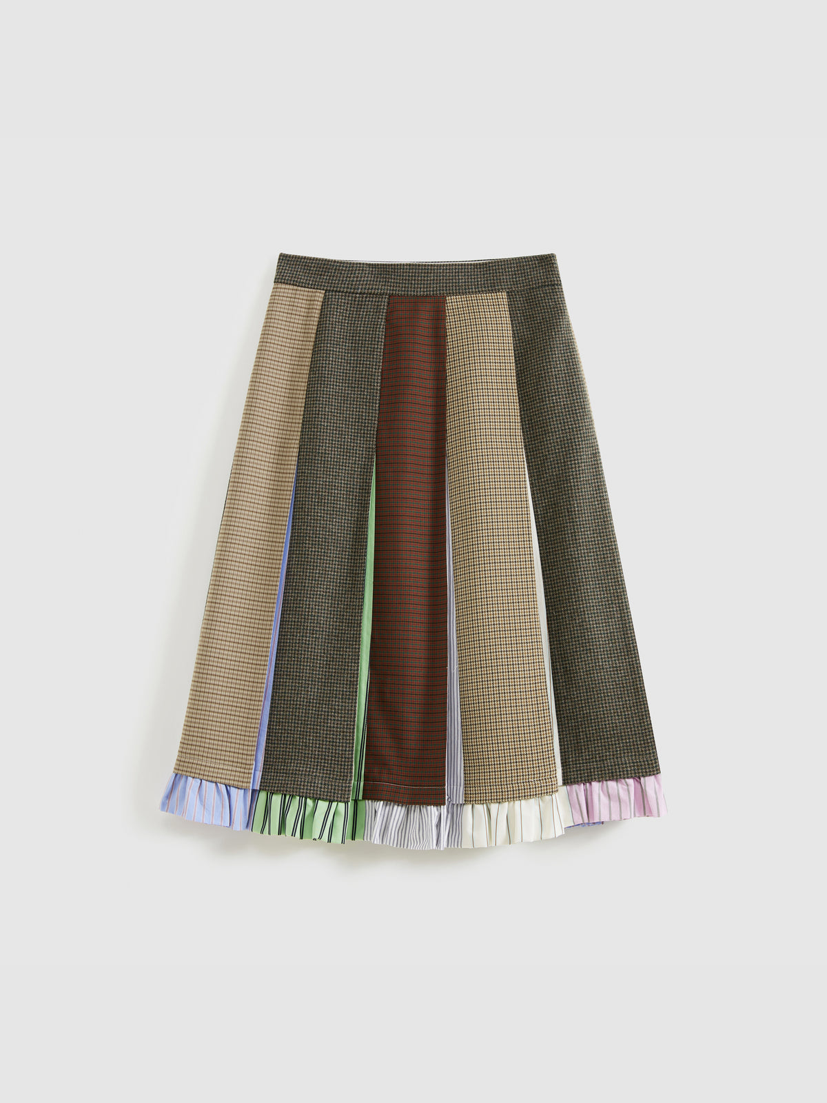 Yarn-Dyed Plaid Color Block Skirt