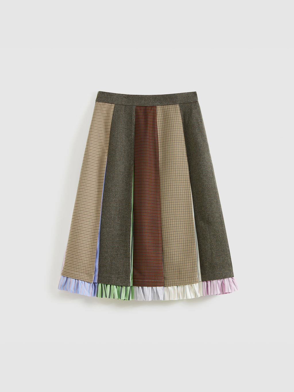 Yarn-Dyed Plaid Color Block Skirt
