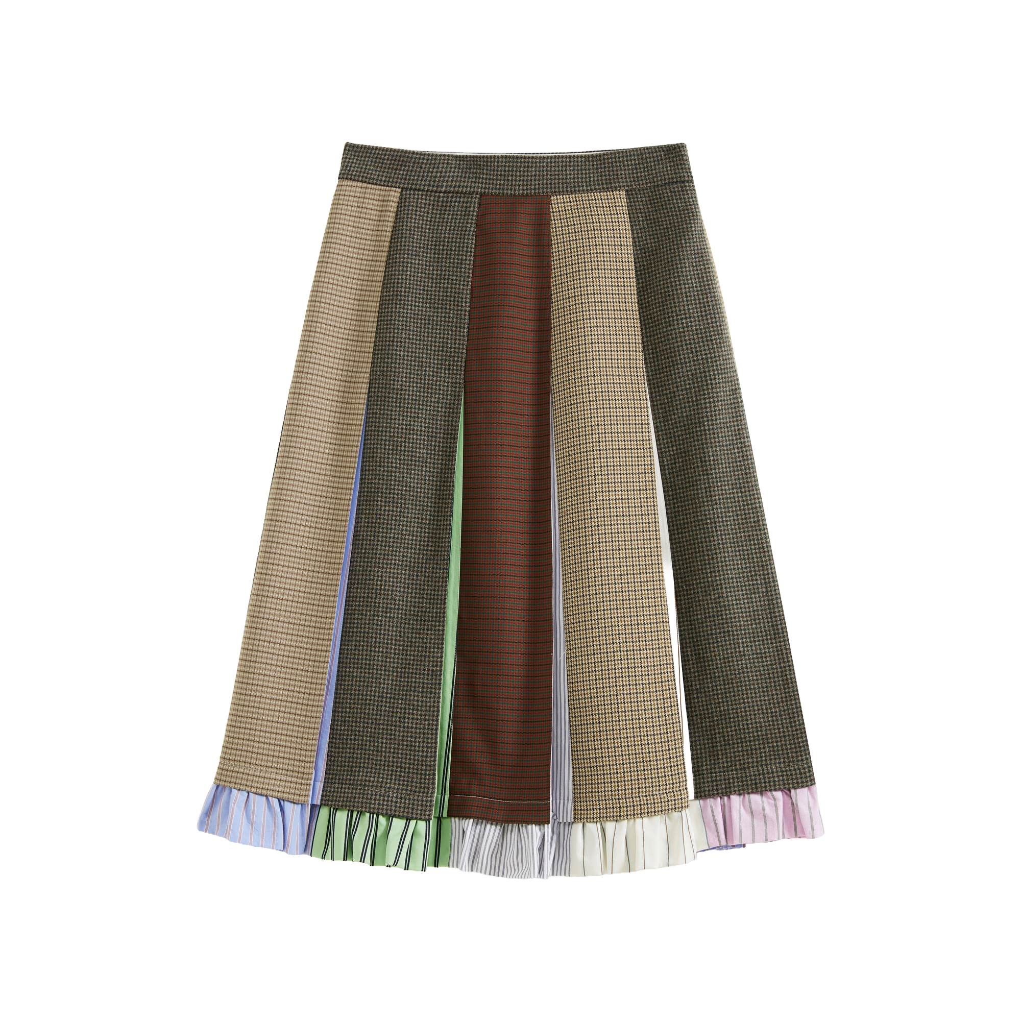 Yarn-Dyed Plaid Color Block Skirt