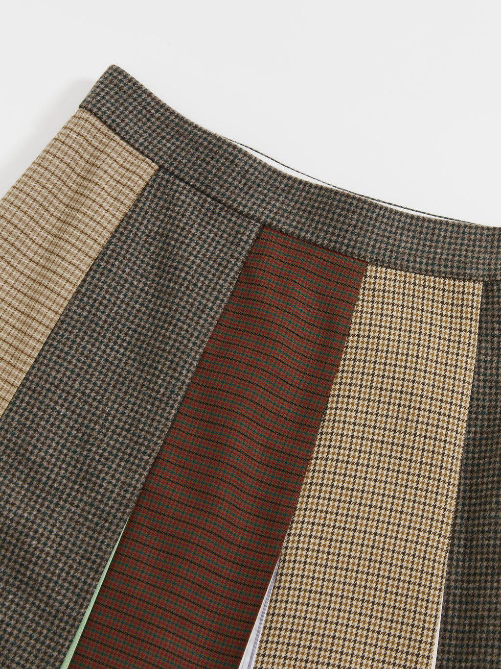 Yarn-Dyed Plaid Color Block Skirt
