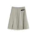 Slanting Pleated Midi Skirt