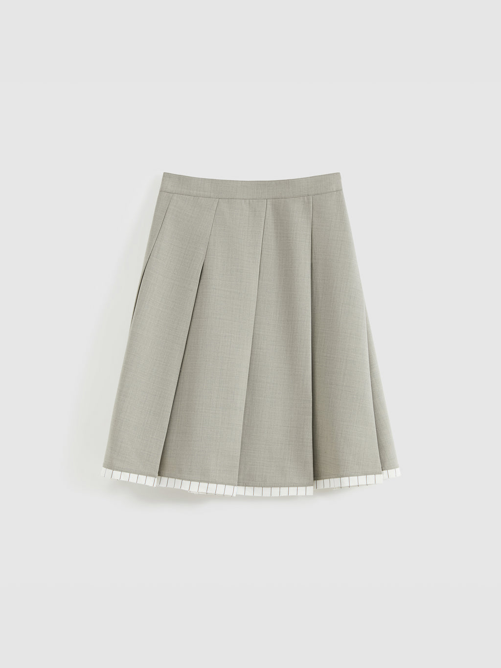 Slanting Pleated Midi Skirt