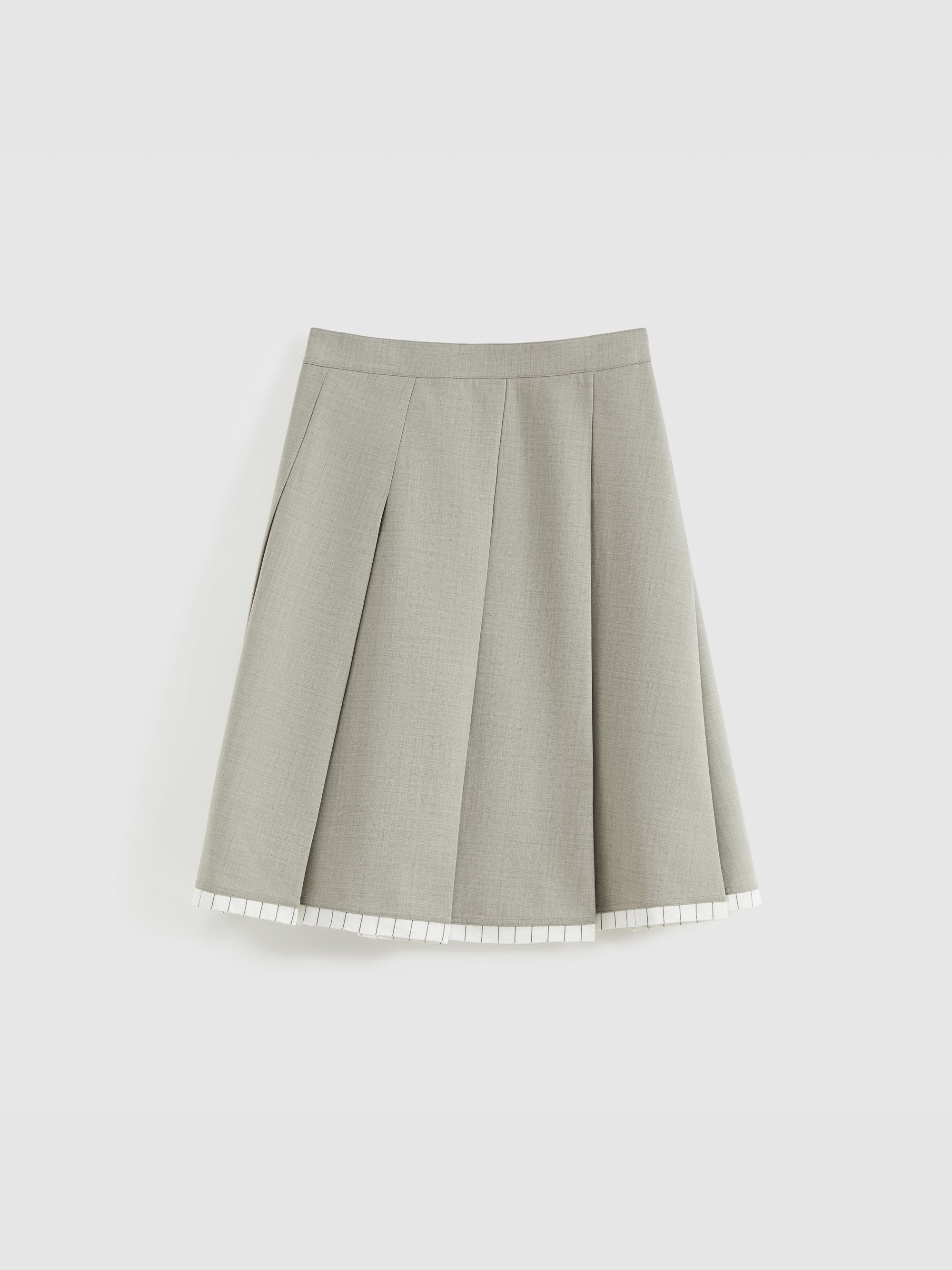 Slanting Pleated Midi Skirt