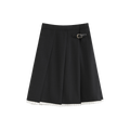 Slanting Pleated Midi Skirt