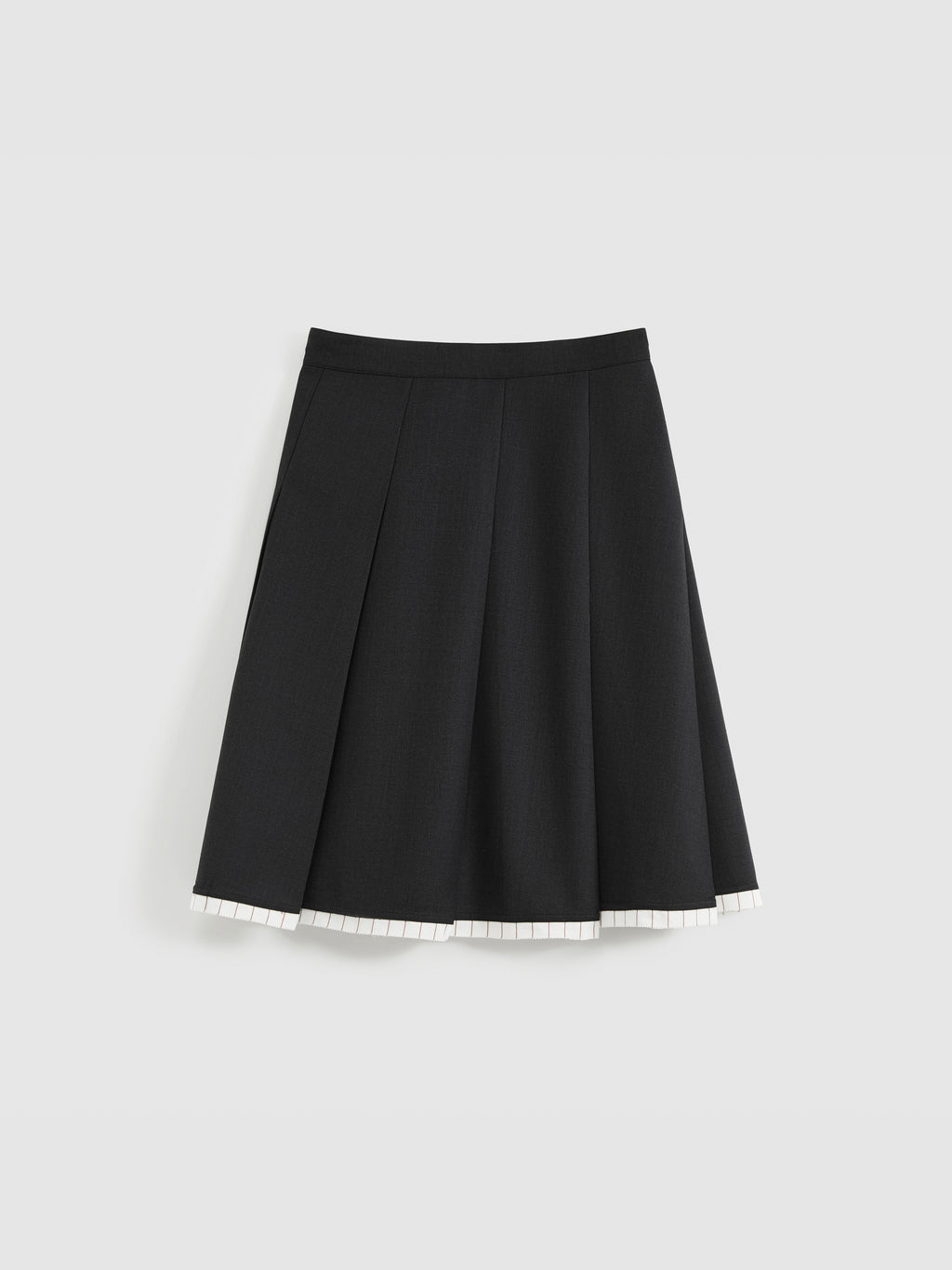Slanting Pleated Midi Skirt