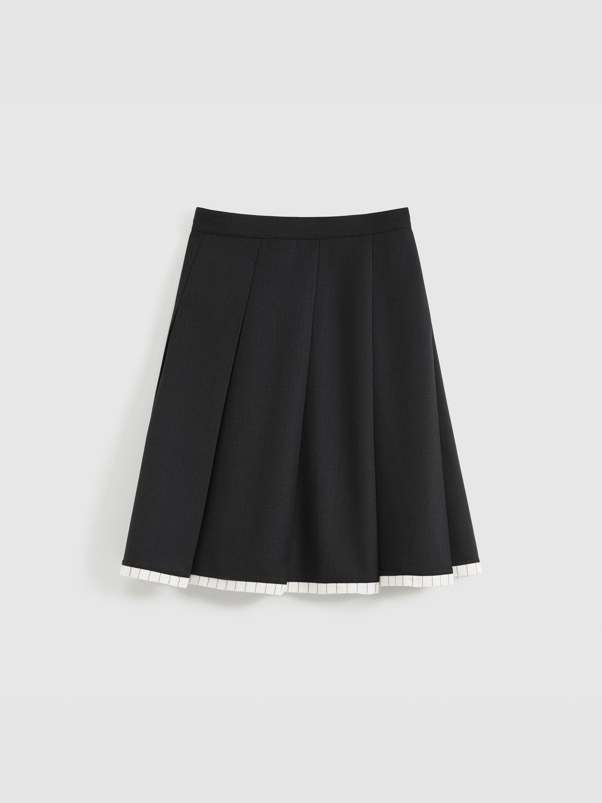 Slanting Pleated Midi Skirt