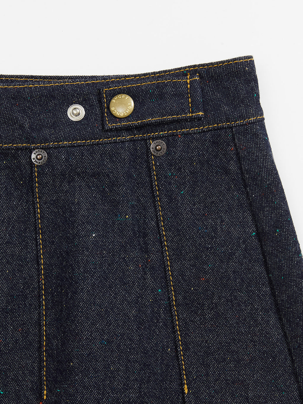 Pleated Polka Dot Denim Skirt