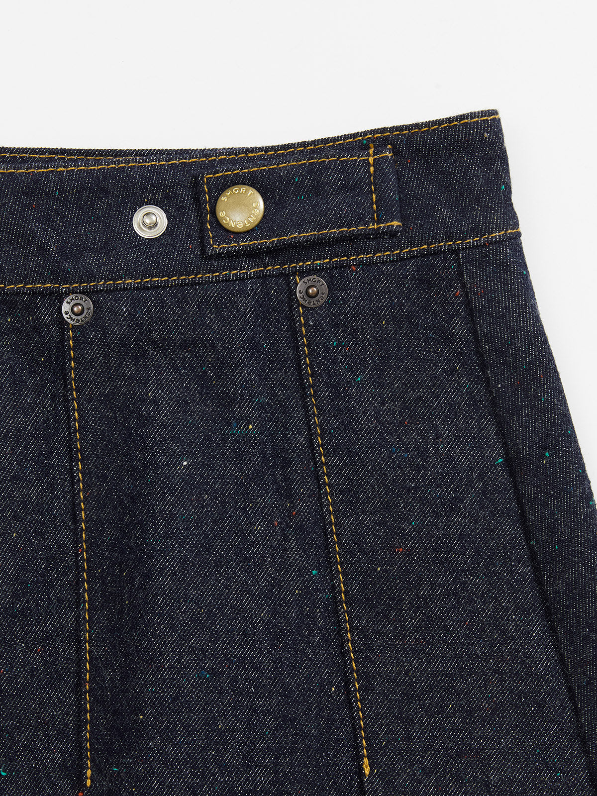 Pleated Polka Dot Denim Skirt